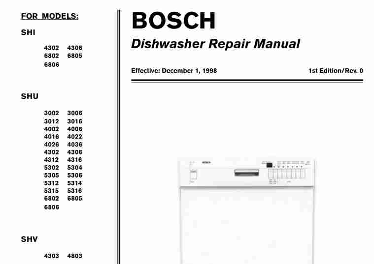 Bosch Dishwasher Repair Manuals Online